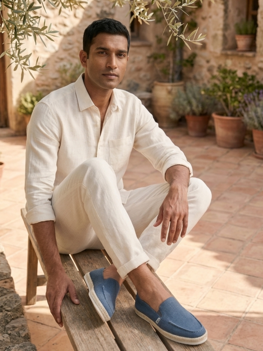 Men's Blue Esparto Loafers