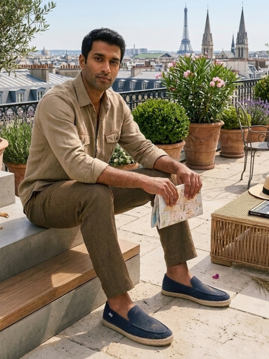 Men's Navy Esparto Loafers