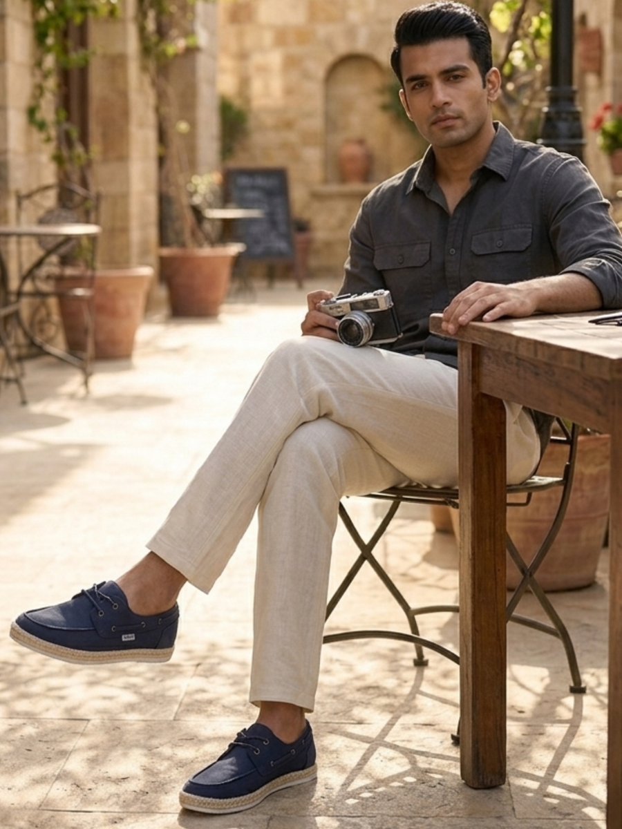 Men's Navy Esparto Lace-ups