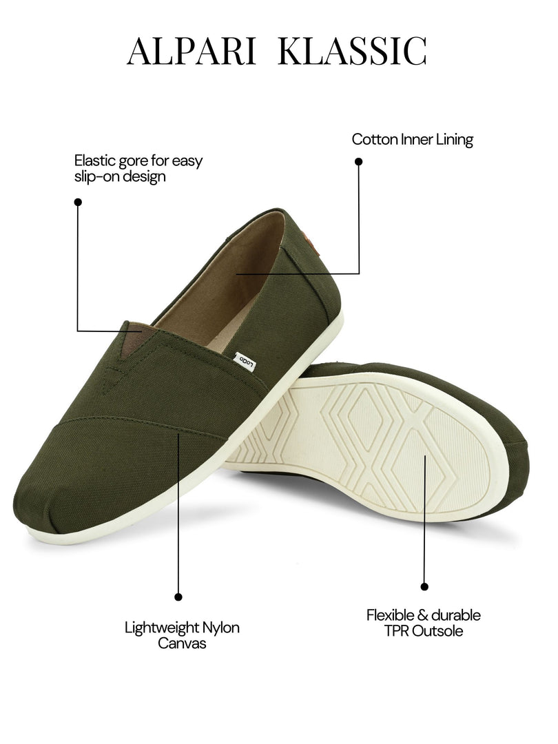 Alpari Klassic Men's Olive Slip-ons