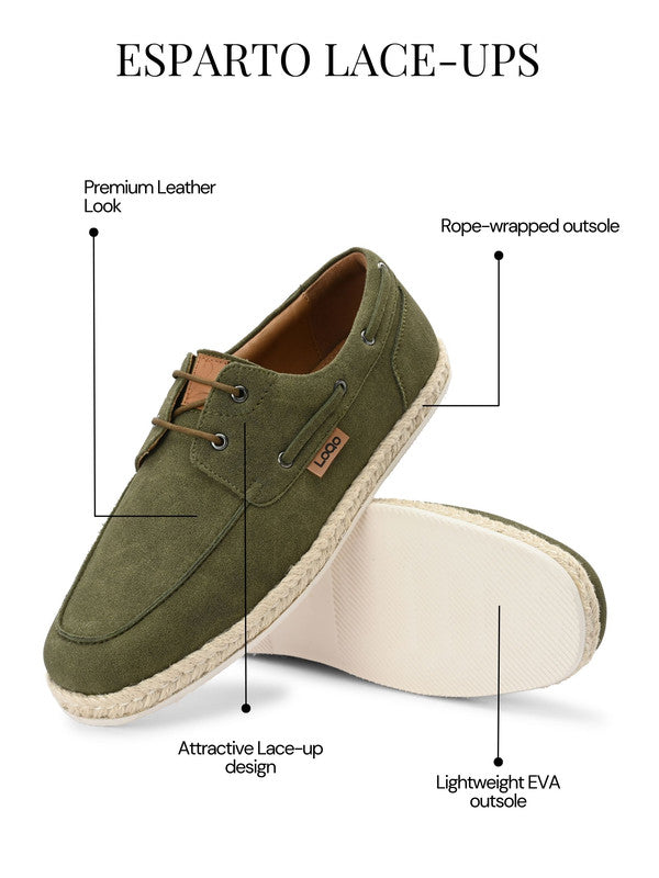 Men's Olive Esparto Lace Loafers