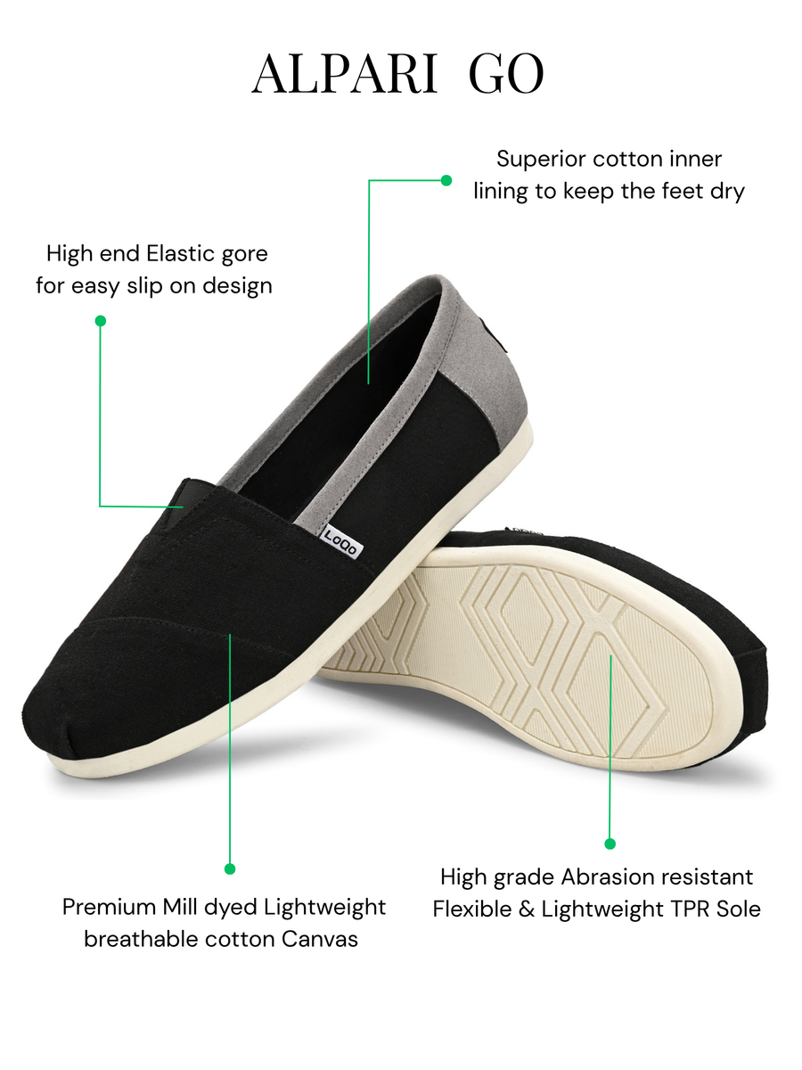 Alpari Go Men's Black Grey Slip-ons