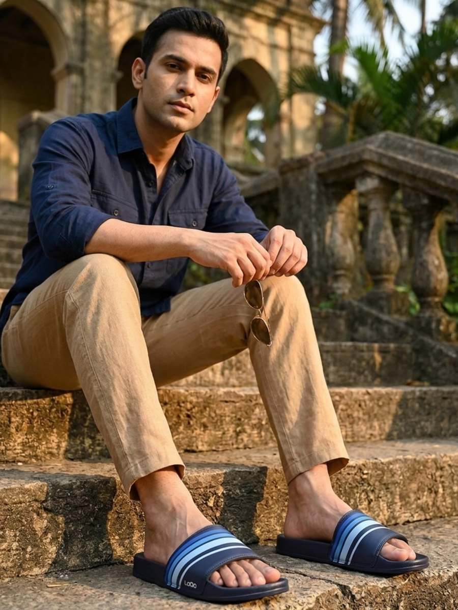 Men's Ibiza Navy Sliders