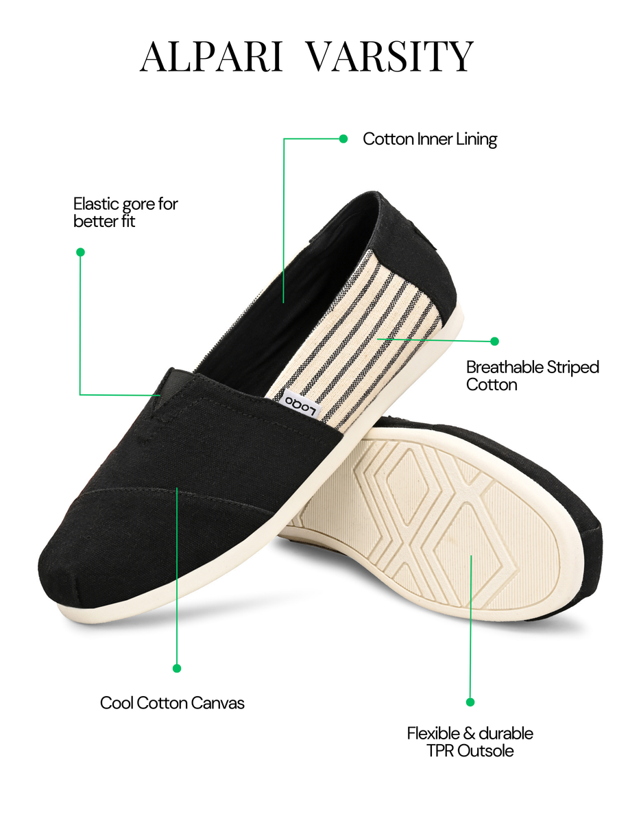 Alpari Varsity Men's Black Slip-ons