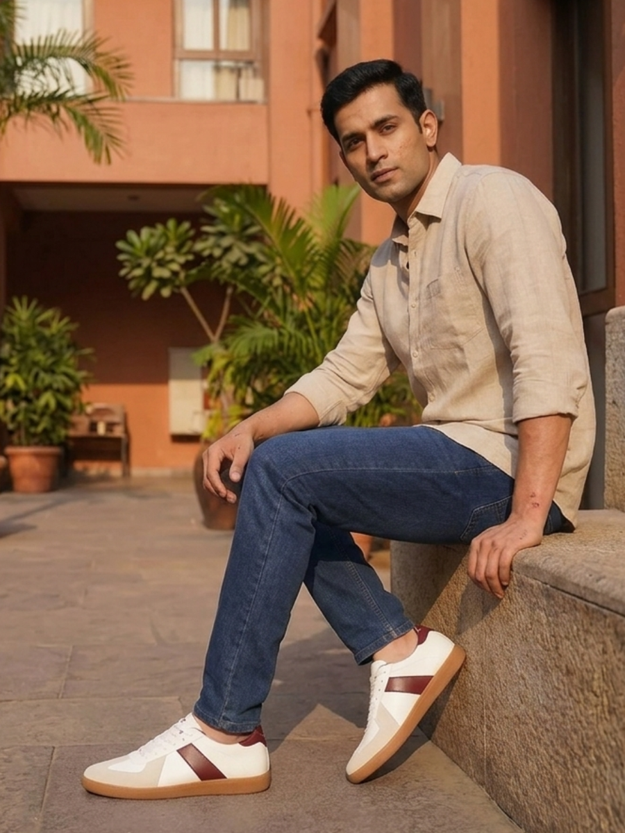 Men's Lugo White-Maroon Shoes