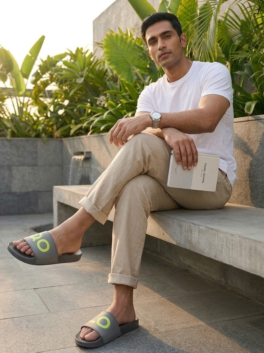 Men's Marbella Grey Sliders