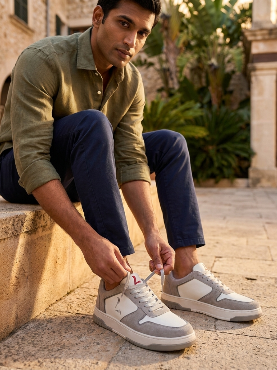 Men's Murcia White-Grey Shoes - Wide fit