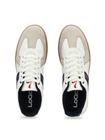 Load image into Gallery viewer, Overhead view of Lugo White-Navy Sneakers – clean white upper with navy details sneakers men
