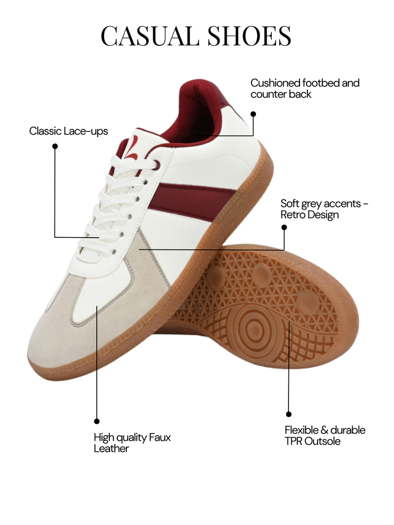 Men's Lugo White-Maroon Shoes