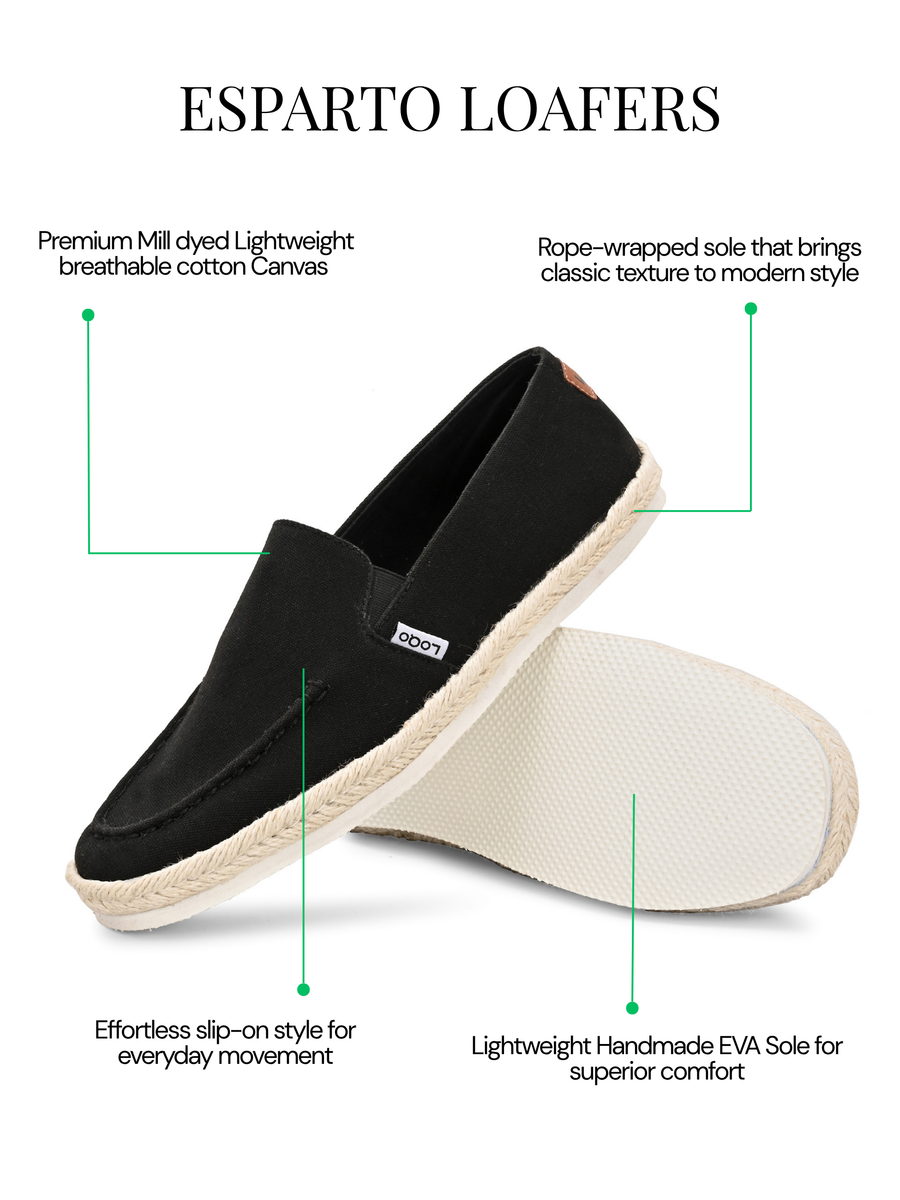 Men's Black Esparto Loafers